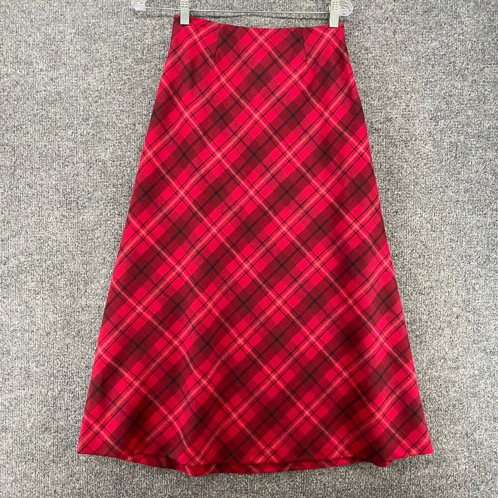 Chadwicks Skirt Womens 2P Red Plaid‎ Wool Maxi Academia Preppy Capsule Old Money